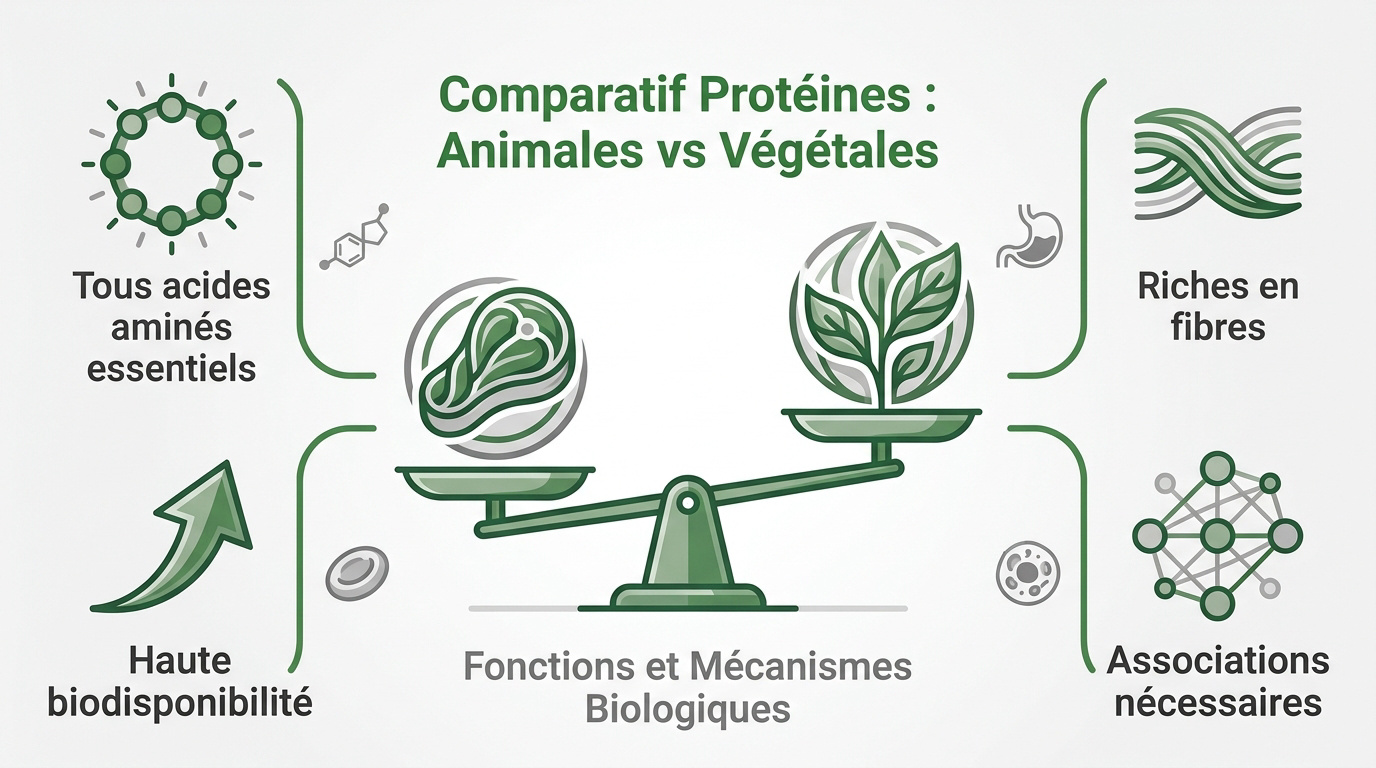 Comparaison nutritionnelle entre sources de protéines animales et végétales pour l'équilibre alimentaire
