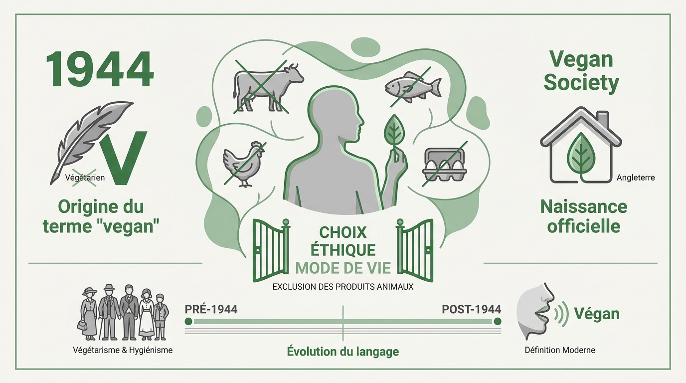 Portrait historique de Donald Watson et symboles de la Vegan Society